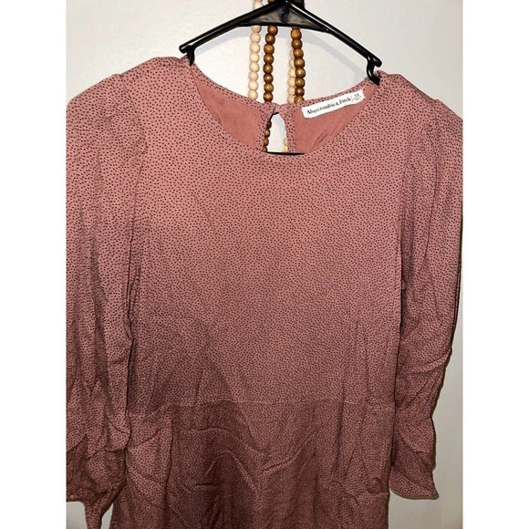 Abercrombie & Fitch Brown Polka Dot Long Sleeve Mini Dress - Picture 2 of 3